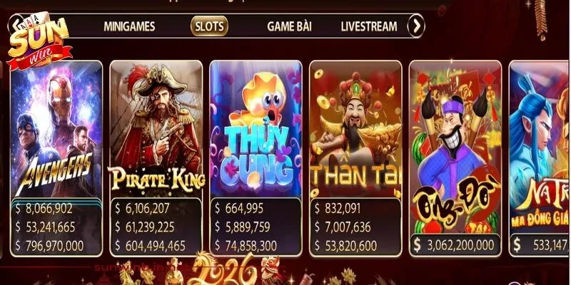 Sảnh nổ hũ Sunwin là nơi tập hợp nhiều trò chơi slot với các chủ đề lôi cuốn 